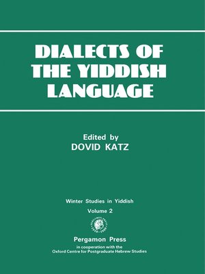 cover image of Dialects of the Yiddish Language